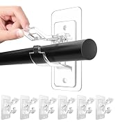 6-Pack No Drill Needed Curtain Rod Holders Brackets, Self Adhesive Rod Holder Hooks, Multipurpose...