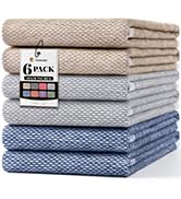 Homaxy Premium Kitchen Towels 18"x28", 6 Pack Large Cotton 380 GSM Dish Towels, Highly Absorben Y...