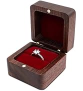 WisePoint Personalized Wooden Ring Box, Mini Engagement Ring Holder Box with Single Slot, Square ...