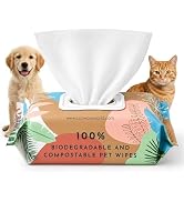 Eco Wave Hypoallergenic Plant-Based Pet Wipes, Dog and Cat Grooming Wipes for Face, Ears, Body, B...