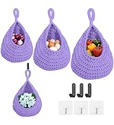 ShellKingdom Wall Hanging Baskets for Kitchen, 3 Pack Boho Handwoven Storage Teardrop Home Decora...