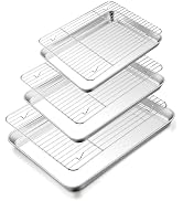 TeamFar Baking Sheet with Rack Set, 3 Pans + 3 Racks, 16/12.5/10.5 Inch | Stainless Steel Cookie ...