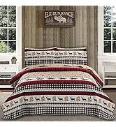 Rustic Quilt Bedding Set Queen Size Bedspread Coverlet Country Quilts Lodge Cabin Bedding Black W...