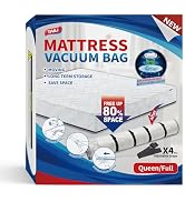 TAILI Mattress Vacuum Storage Bag, Foam Mattress Vacuum Bag (Full/Queen) with 4 Straps, Sealable ...