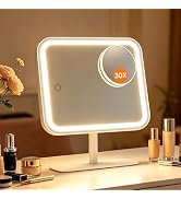 FUNTOUCH Large Vanity Mirror with Lights, 4500mAh Rechargeable Makeup Mirror,Smart Touch with 3-C...