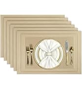Aofmee Placemats, Place Mats Set of 6, Heat Resistant Table Placemats, Washable PVC Table Mats, W...