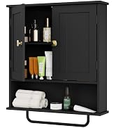 RRX Bathroom Cabinet Wall Mounted Medicine Cabinets with Towels Bar, Over The Toilet Storage Cabi...