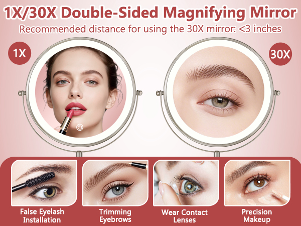lighted makeup mirror with magnification