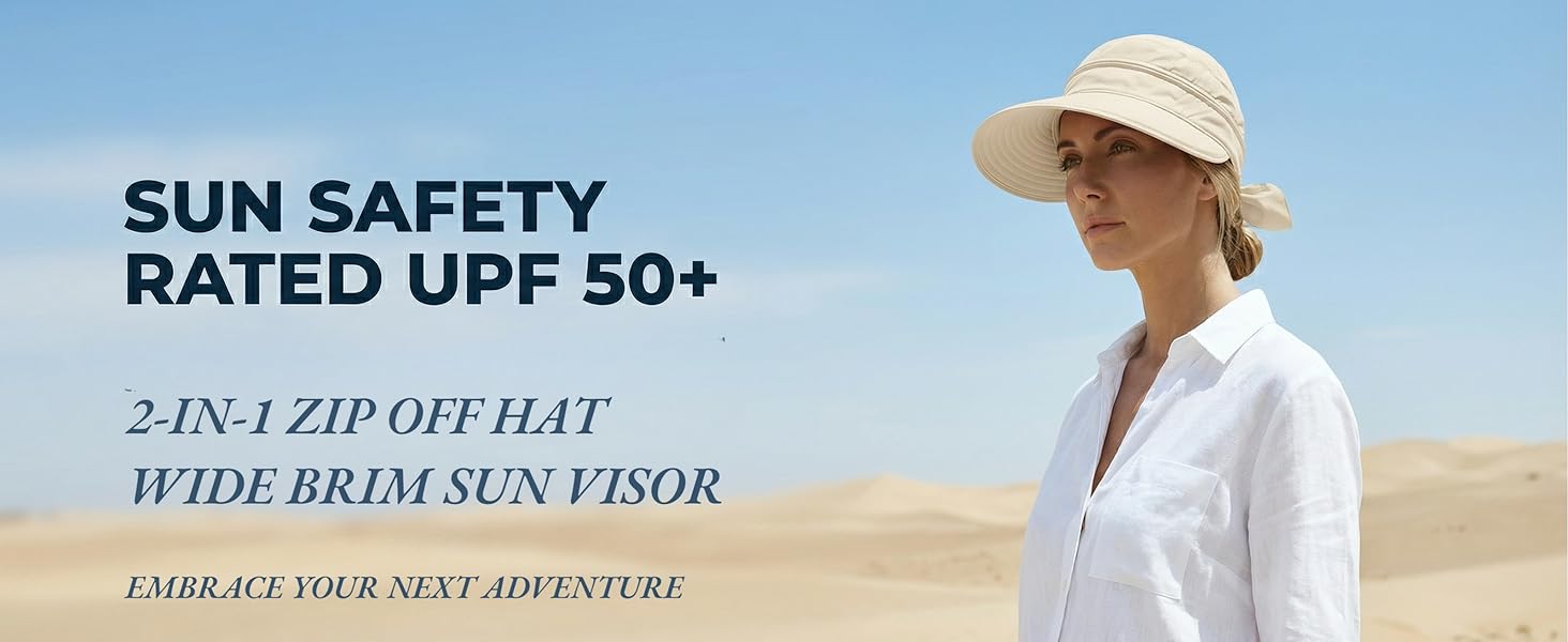 summer uv protection SPF50 UPF50 sun visor hat ponytail friendly