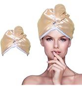 Simnice Satin Microfiber Hair Towel Wrap - Anti Frizz Hair Wrap with Turban,Super Absorbent & Fas...