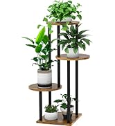 YOCOMEY 4 Tier Wood Tall Plant Stand Metal Rack Indoor, Multiple Flower Pot Holder Shelves Corner...
