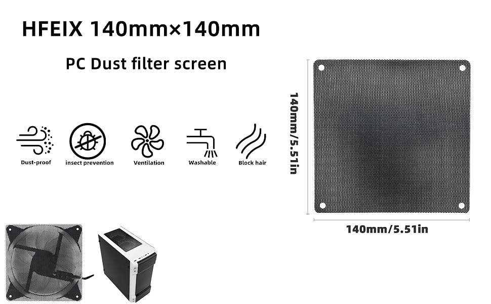 HFEIX 140mmx140mm PC Dust filter screen