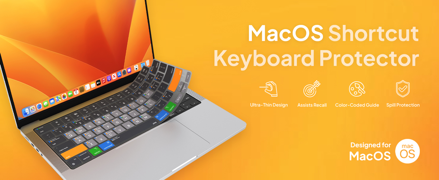 Apple MacOS shortcut guide keyboard protector