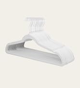 ManGotree Pants Hangers with Movable Clips, Non-Slip Velvet Skirt Hangers, Space-Saving Clothes H...