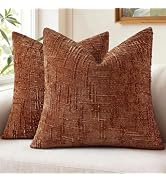 Pallene Chenille Throw Pillow Covers 18x18 Set of 2 Textured Soft Cozy Thick Slubby Decorative Pi...