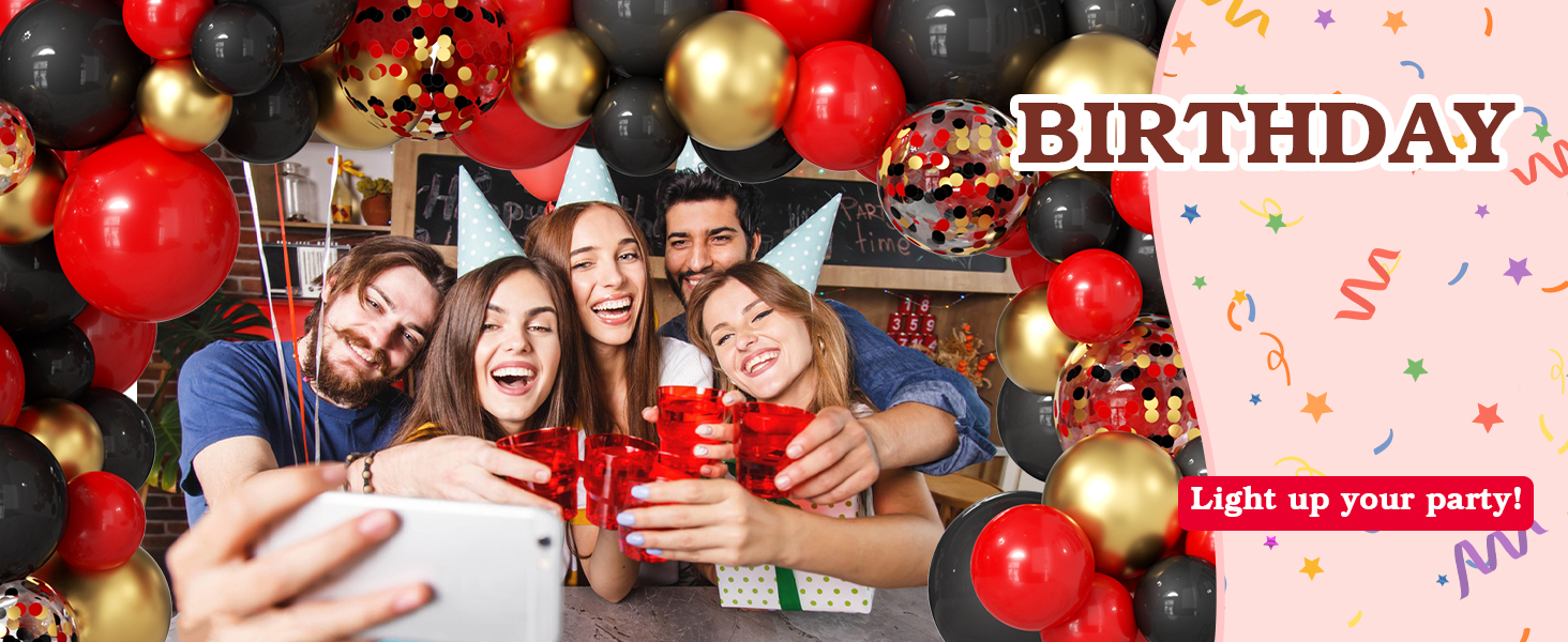 12inch black red gold balloons
