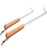 Pigtail Food Flipper 2Pcs, HaSteeL 12 & 17 Inch Meat Turner Hook, Stainless Steel Pig Tail Flippe...