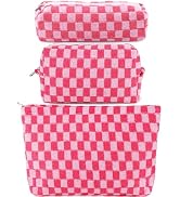 ZLFSRQ 3Pcs Makeup Bag Checkered Cosmetic Bag Set Travel Toiletry Bags for Purse Large Small Make...
