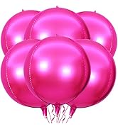 6 Pack Hot Pink 22 Inch 4D Foil Balloons Big 360 Degree Round Sephere Mylar Balloons Mirror Finis...
