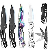 WWZJ 4 Pack Pocket Knife, Stainless Steel Folding Knife with Keychain, Self-Defense Knife for Out...