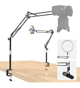 Taisioner Overhead Camera Mount Desk Stand Vertical Telescopic Alloy Pole Locking Function 360°Ad...