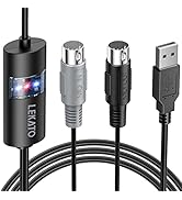 LEKATO USB MIDI Cable, MIDI USB Interface with Input & Output Connecting Piano Keyboard/Synthesiz...