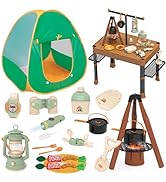 Fistone 50pcs Kids Camping Set with Folding Storage Table & Tent - Includes Projector Flashlight,...