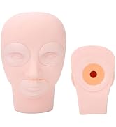 Tattoo Practice Skin Head Tattoo Fake Lips, Flat Microblading Mannequin Head with Removable Eye a...