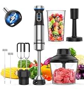 Ganiza Immersion Blender Handheld, 6 in 1 Hand Blender Stainless Steel Blade, 15 Speed Stick Blen...