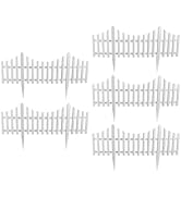 DOITOOL Flexible White Picket Fence Garden Border, 5 Pcs Decorative Landscape Edging Fences, Gras...