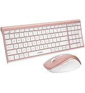 seenda COE401 Bluetooth Keyboard and Mouse Combo, 3-Device, White Rose Gold | Rechargeable slim c...