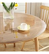 Royhom 2mm Thick 48 Inch Clear Round Table Cover Protector, Round Clear Table Protector, Round Ta...