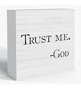 Sahjzk Trust Me God Christian Art Box Sign 5x5 Wooden Desk Decor | Inspirational Christian Decor ...