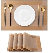 CADONO Placemats Set of 4 Washable Indoor/Outdoor Vinyl Place Mats for Dining Table Durable Non-S...