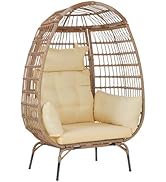 PayLessHere Outdoor Egg Chair Oversized Outdoor Furniture Wicker Chair All Weather PE Rattan Chai...
