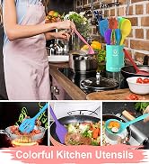 Silicone Kitchen Utensils Set, 16-Piece Silicone Cooking Utensils by Deedro, Heat Resistant Kitch...