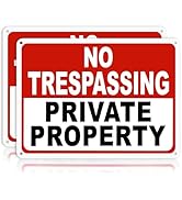2 Pack Large No Trespassing Signs Private Property – 14x10 Inch Rust-Free Aluminum, UV Printed, R...