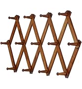 Dseap Accordian Wall Hanger: 16” High Wooden Wall Expandable Coat Rack, Hat Rack Holder, Accordio...