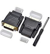 QimKero DVI to HDMI, Bidirectional DVI (DVI-D) to HDMI, Male to Female Adapter, 2-Pack,(24+1) Mal...