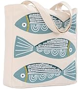 Perseverance Trade Ocean-Themed Embroidery Tote Bag for Women Summer Canvas Beach Bag Reusable Ba...