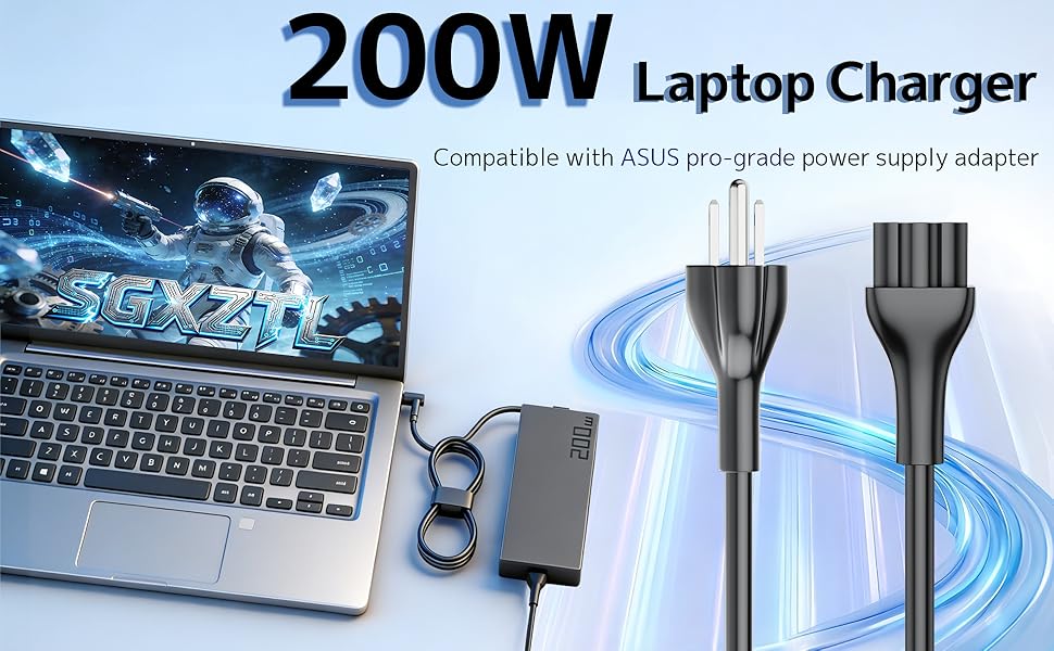 SGXZTL 200W Pro grade Laptop Charger Compatible with ASUS Power Supply Adapter Product Information