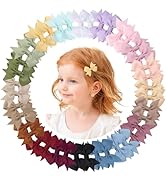 doboi 40PCS 2'' Baby Hair Bows Clips Fully Lined Grosgrain Boutique Solid Ribbon Mini Bows for Gi...