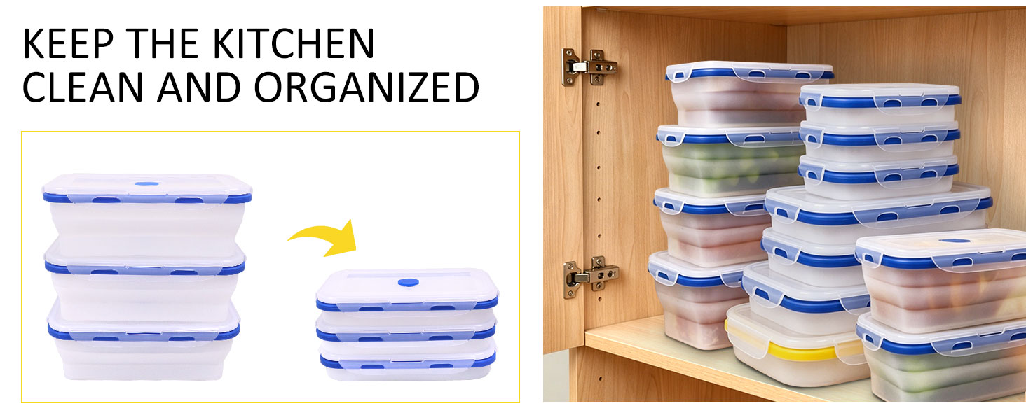 Translucent Collapsible Silicone Food Storage Containers with Lids