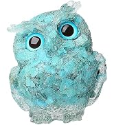 LAIDANLA Turquoise 2.4" Owl Statue Natural Healing Crystal Cute Owl Animal Figurine Pocket Sculpt...