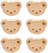MOROBOR 6PCS Bear Shaped Wooden Knobs Single Hole Beech Wood Handles Wood Cupboard Cabinet Handle...