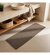 Sumfly Long Bathroom Rug,Herringbone Wafle Texture Absorbent Bath Mat, Ultra Soft Non Slip Bath R...