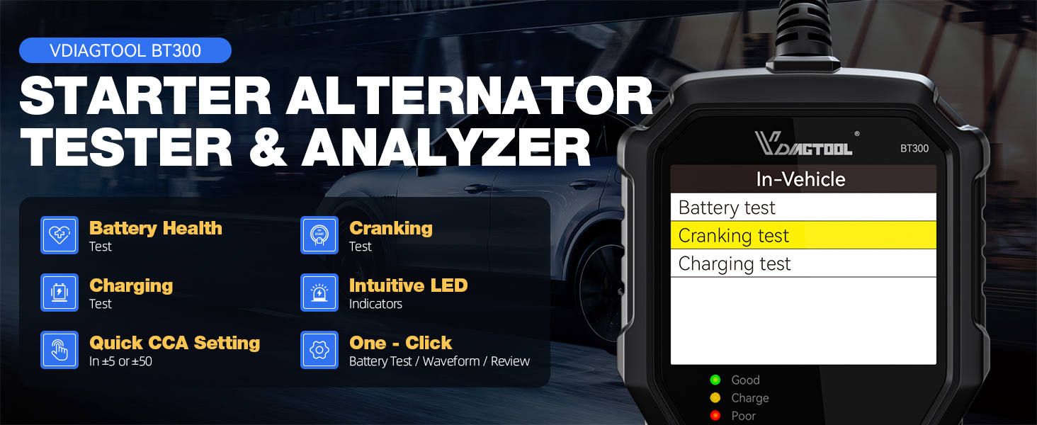 BT300 starter alternator tester & analyzer