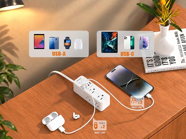 2 prong outlet adapter with usb ports