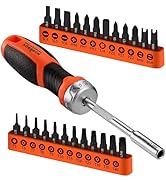 HORUSDY 25-Piece Security Torx Screwdriver Bit Set | T5-T40 Torx Bit Set 1/4 inch Ratcheting Magn...