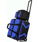 JMIANeodark 3 Ball Bowling Bags with Wheels and Shoes Compartment, Roller with Multipocket, 2 Bal...